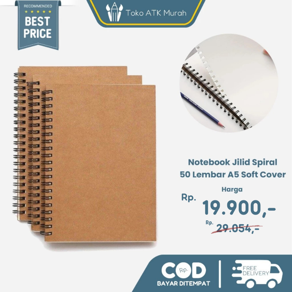 

Buku Catatan Harian Notebook Jilid Spiral 50 Lembar Soft Cover