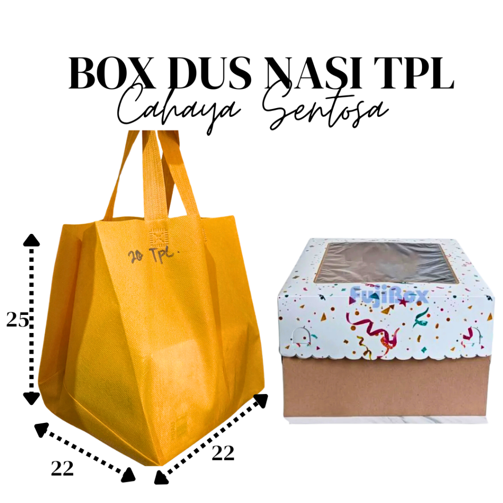 

(1 Lusin) Tas Hajatan Box Dus Nasi 18/20/22 Tanpa Lipat Tinggi 25 cm - Spunbond