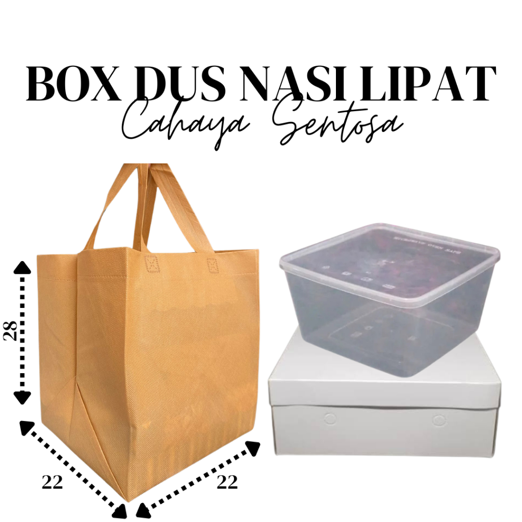 

(12 pcs) Tas Hajatan Dus Nasi Lipat Atas Spunbond Polos - Spunbond