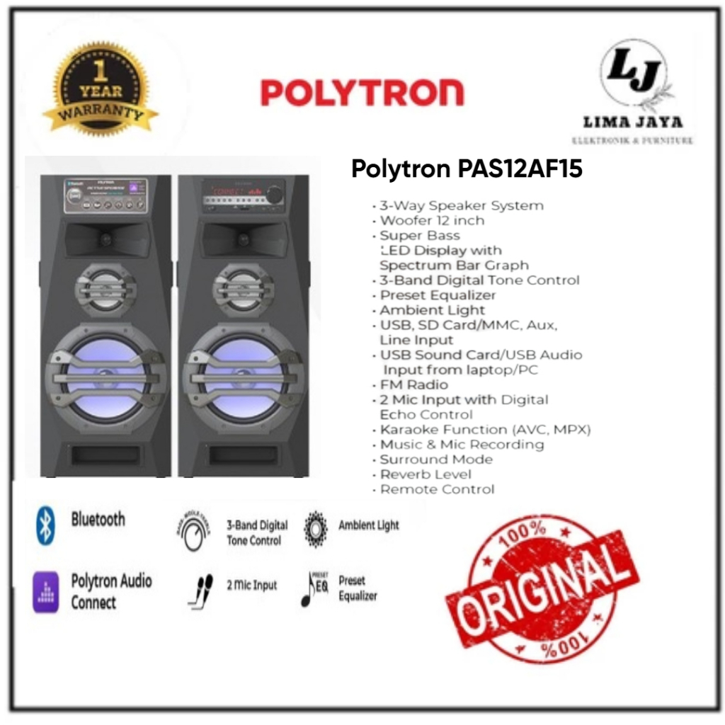 Speaker Portable Blutooth Polytron PAS12AF15 Speaker Karaoke
