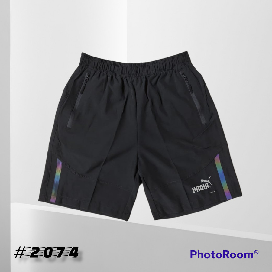 celana pendek pria olahraga running jogging Big sport hitam motif puma ukuran 5XL