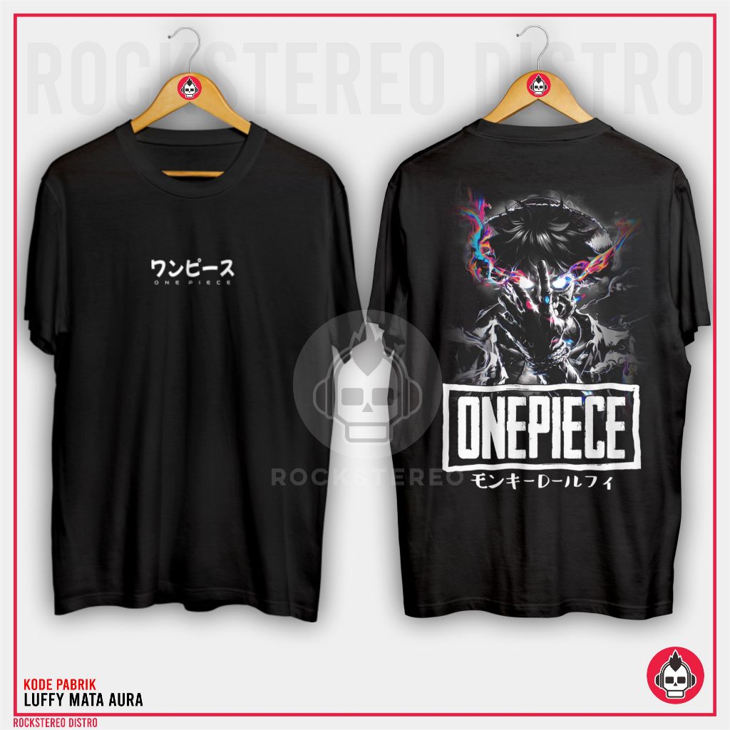 KAOS DISTRO ANIME -[ ONE PIECE / NIKA / GEAR / ZORO ]-- LUFFY MATA AURA