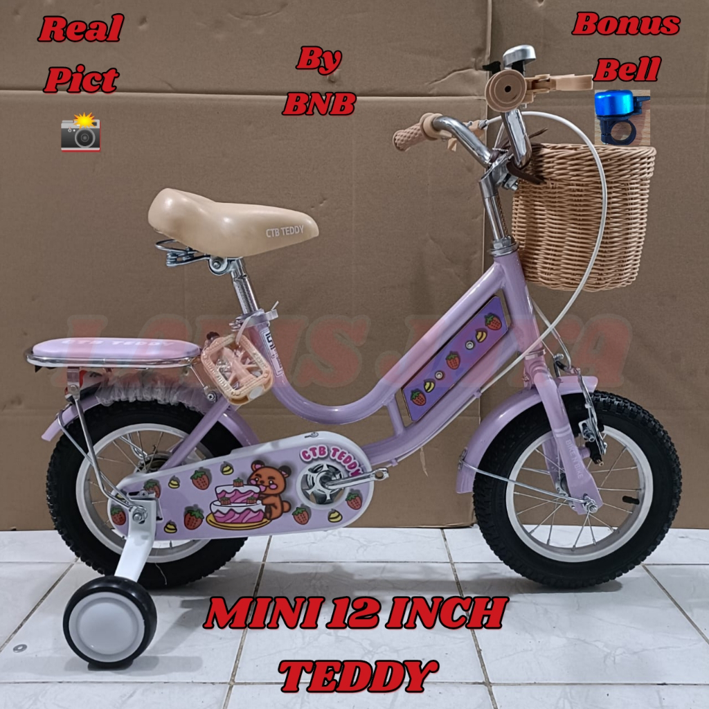 SEPEDA ANAKM PEREMPUAN MINI 12 INCH CTB BNB TEDDY BY BNB ( BIKE N BIKE ) TERBARU