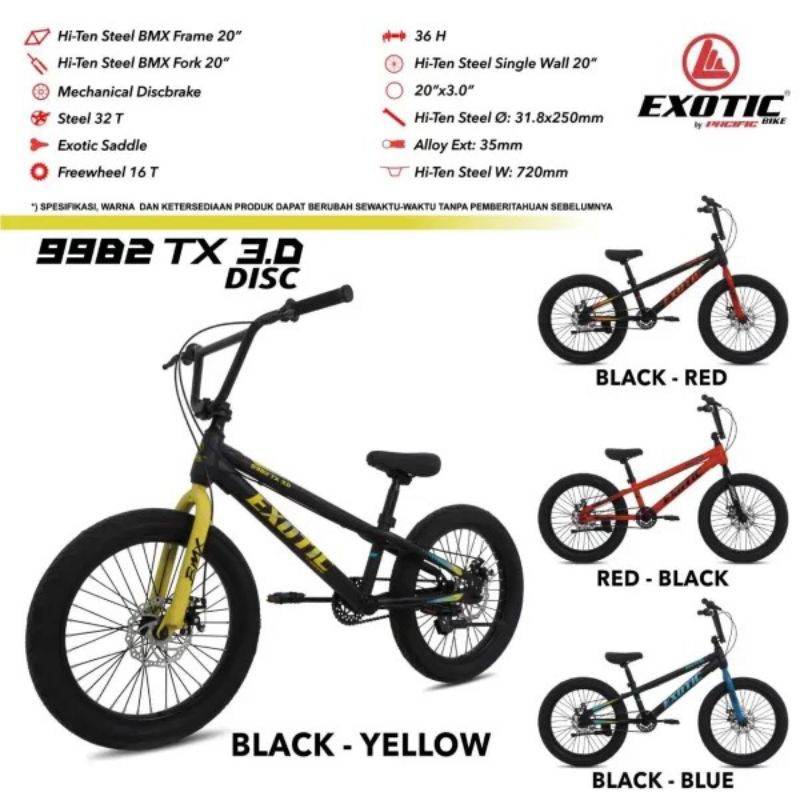 SEPEDA BMX 20 EXOTIC 9982 TX 3.0 DISC BY PACIFIC NEW