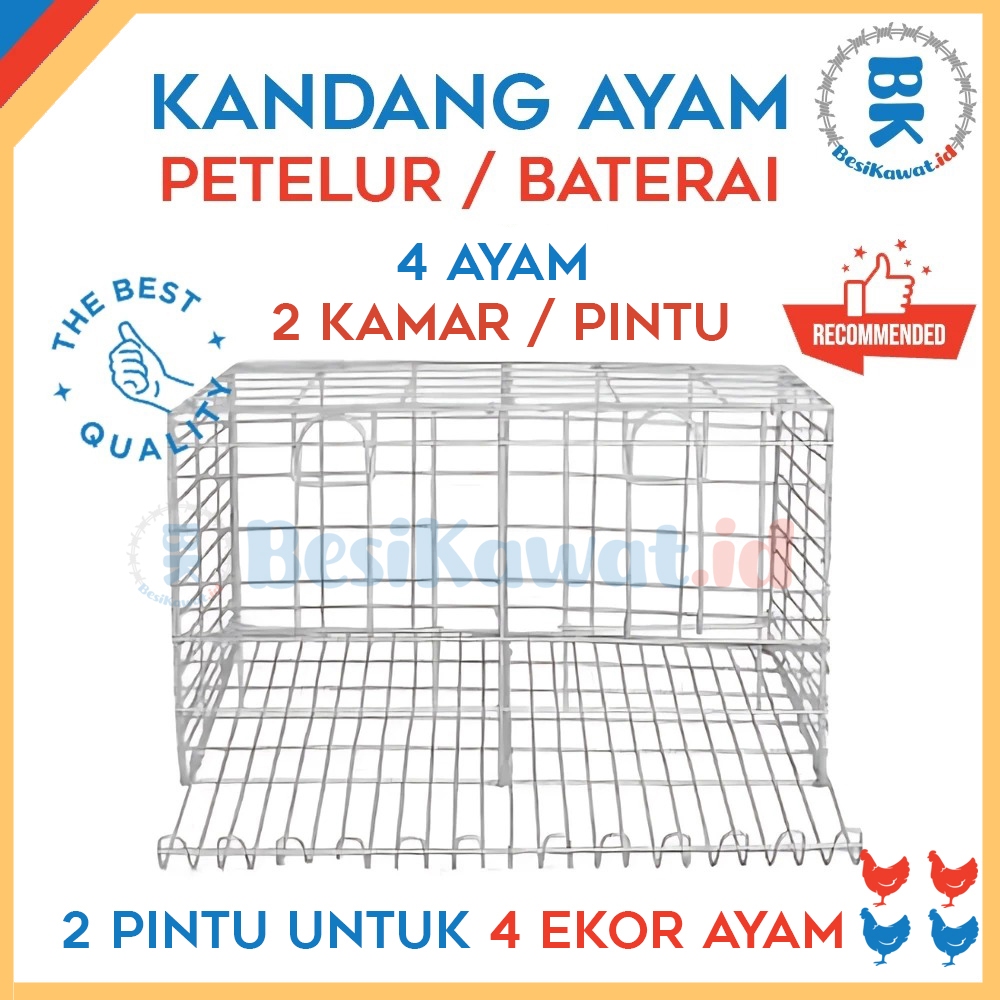 Kandang Ayam Petelur - 4 Ayam 2 Kamar / Pintu - Galvanis
