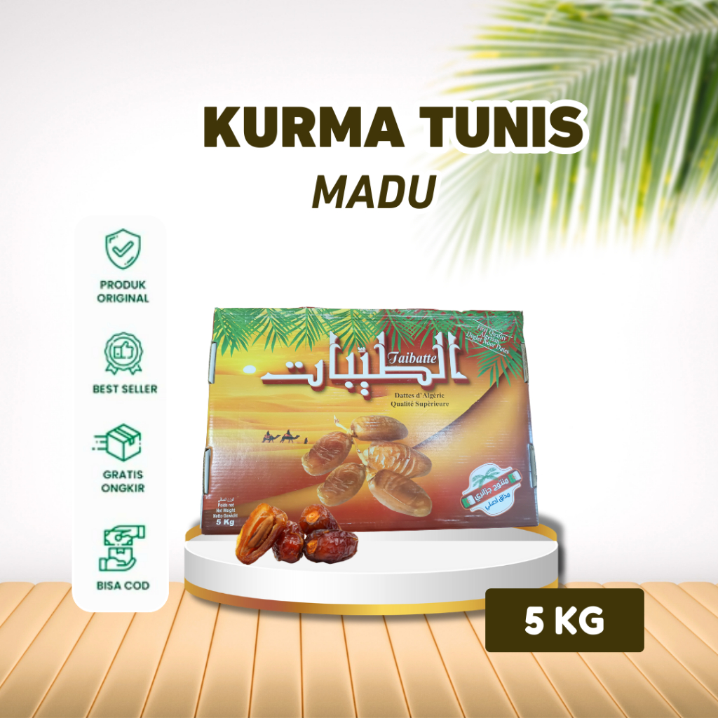 

Kurma Tunis Madu 5 kg | Kurma Tunisia Non Tangkai 5kg | Kurma Madu | Oleholeh Haji Dan Umroh | Manis Legit Padat Enak