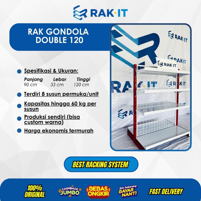 Rak Gondola Minimarket Double T120