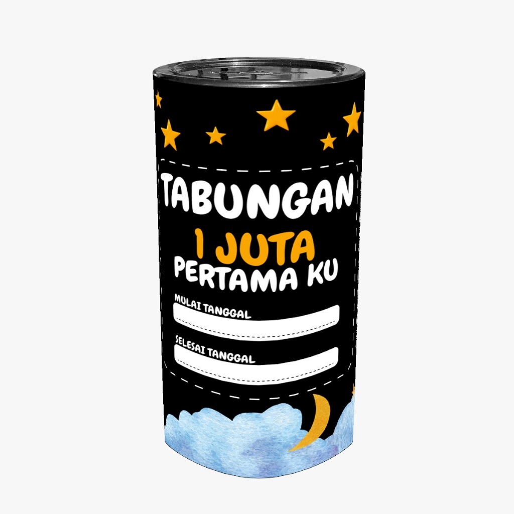 Leeopard Celengan Target 1Juta 5K 5Juta 20K Permanent Buka Tutup Warna Hitam Premium - Tabungan Uang