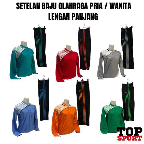 SETELAN BAJU OLAHRAGA KATUN MOTIF BATIK LENGAN PANJANG / SETELAN TRAINING KAOS OLAHRAGA KATUN  MOTIF
