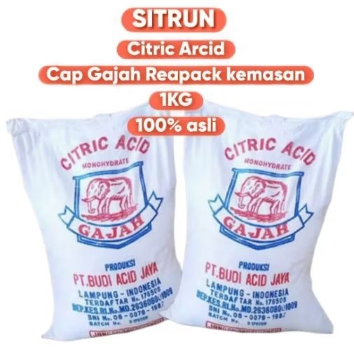 

Citric Acid / Asam Sitrun Cap Gajah Repack (1kg/1000gram)