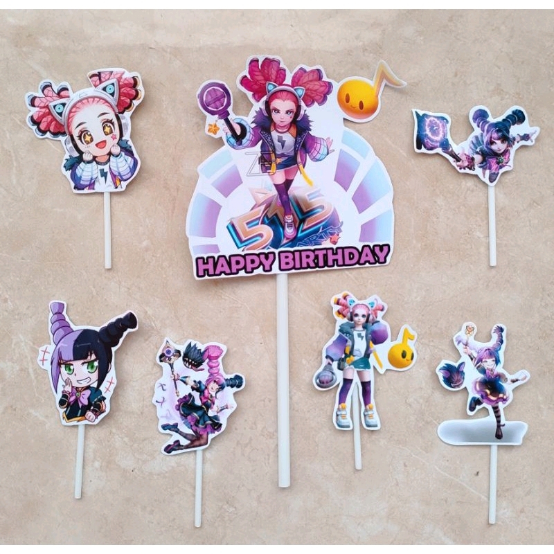 cake topper satu set hiasan kue ulang tahun tema 515 eparty mobile legends