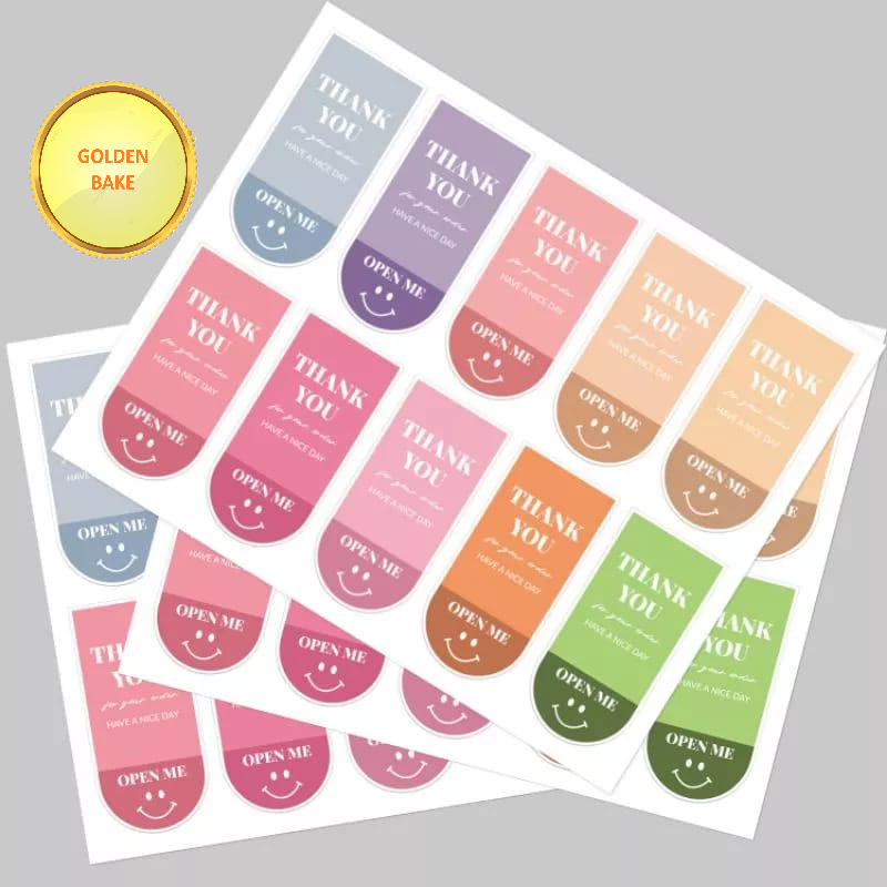 

GBake 100pcs WARNA WARNI Sticker / stiker thank you tq stiker label segel box kotak mika dll