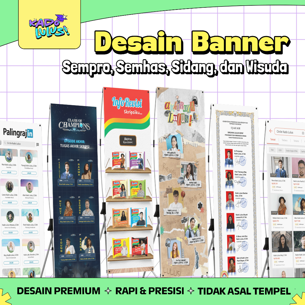 KADO LULUS Banner Spanduk Sidang Skripsi Wisuda Sempro Semhas Desain Unik Lucu #5