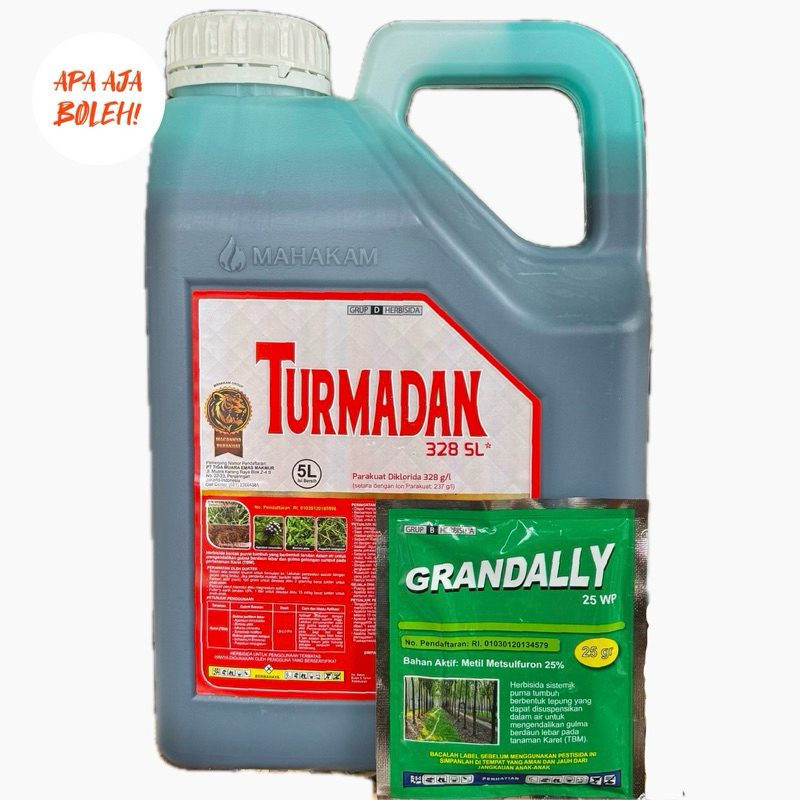 HERBISIDA TURMADAN 328 SL 5 LITER MAHAKAM/RACUN KONTAK GULMA DAUN LEBAR RUMPUT TANAMAN KARET 5L