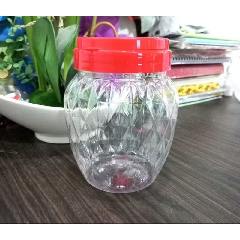 Toples Plastik Delipack/Toples Tabung Bening /Toples Bulat Plastik Tutup Merah