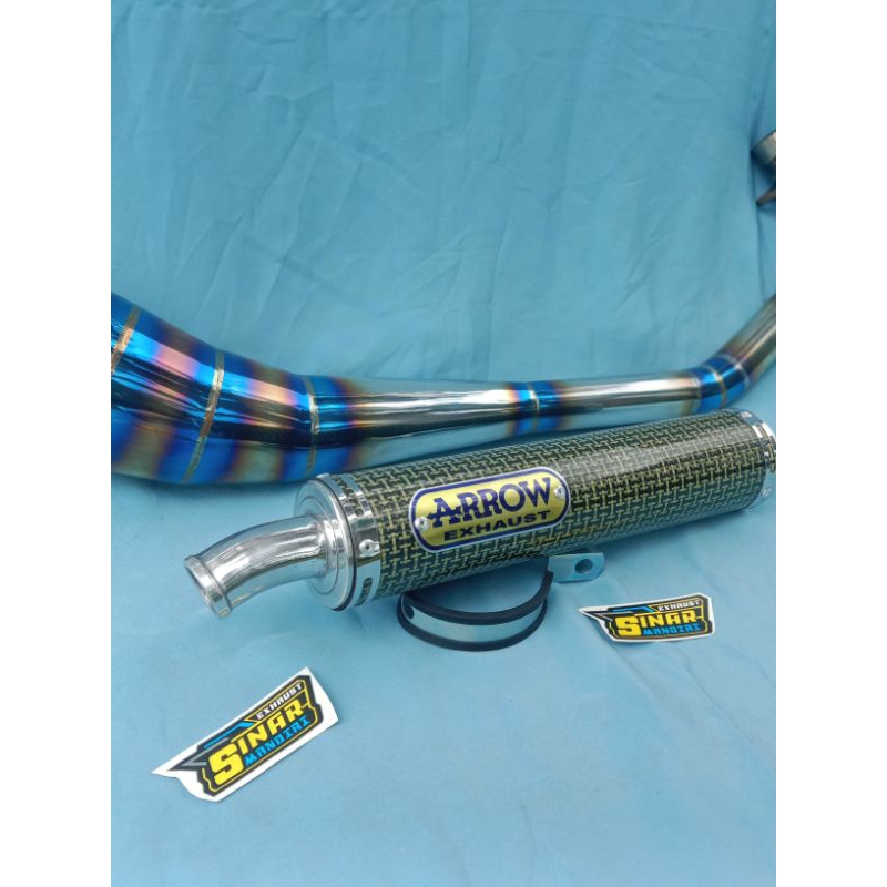 KNALPOT 2 TAK SATRIA HIU/LUMBA ARROW FULLSET TINGGAL PASANG