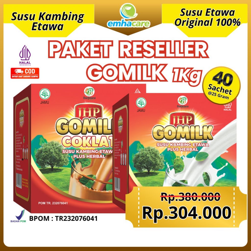 

Paket Reseller 2kg Susu Gomilk Sachet Susu Kambing Etawa BB Booster Penambah Nafsu Makan