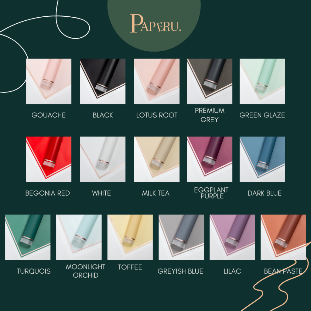 

[PAPERU] Thin Gold Border Wrapping Paper Kertas Buket Kertas Bunga