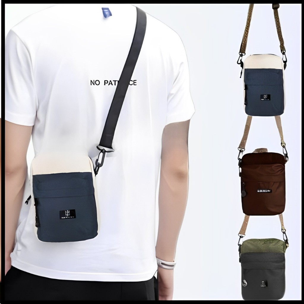 Tas Selempang Pria Polos Slingbag Bahu Cowok Slempang Kasual Distro - Tas Selempang Keren