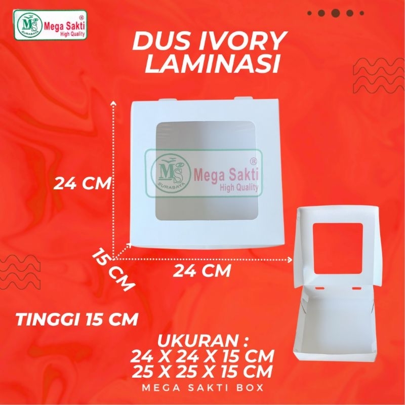 (ISI 1 PCS) DOS / DUS IVORY LAMINASI TINGGI 15, UK 24 CM & 25 CM / DUS KUE / BOX KUE / BOX CAKE / BO