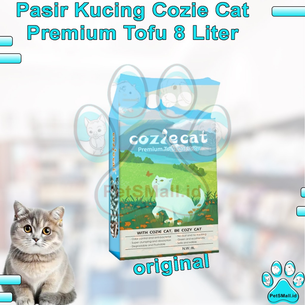 Giltbite_ Pasir Soya Tofu Cozie Cat 8 Liter Pasir Kucing Gumpal Wangi Tofu Soya Cozie Cat Cat Litter