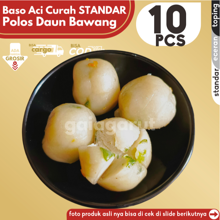 

Baso Aci CILOK STANDAR 10pcs PENTOL POLOS dengan campuran DAUN BAWANG segar by Gaiagarut