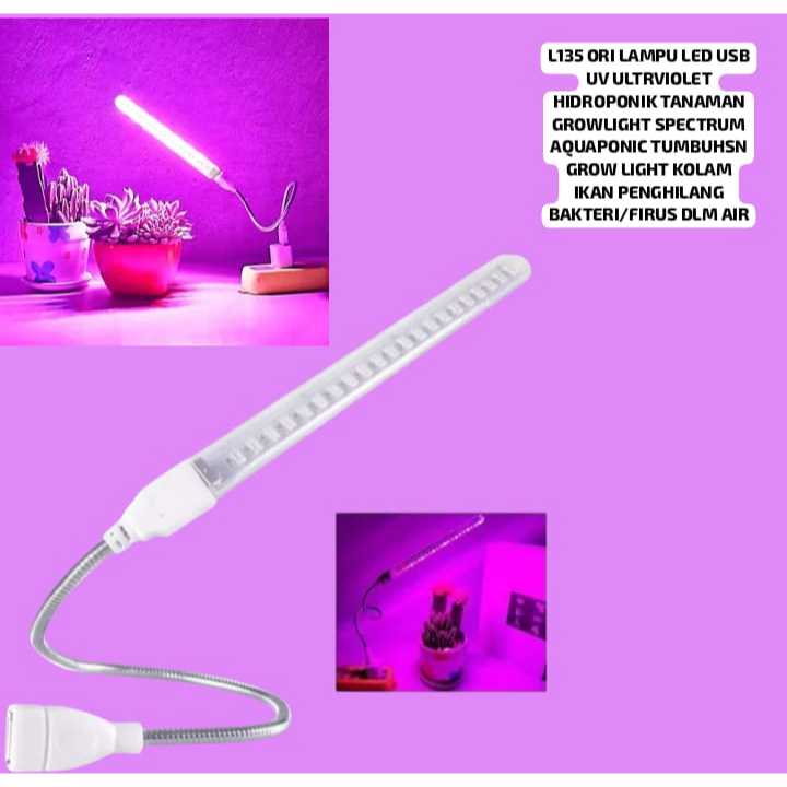 L135  ORI LAMPU LED USB UV ULTRAVIOLET HIDROPONIK TANAMAN GROWLIGHT SPECTRUM AQUAPONIC TUMBUHAN GROW