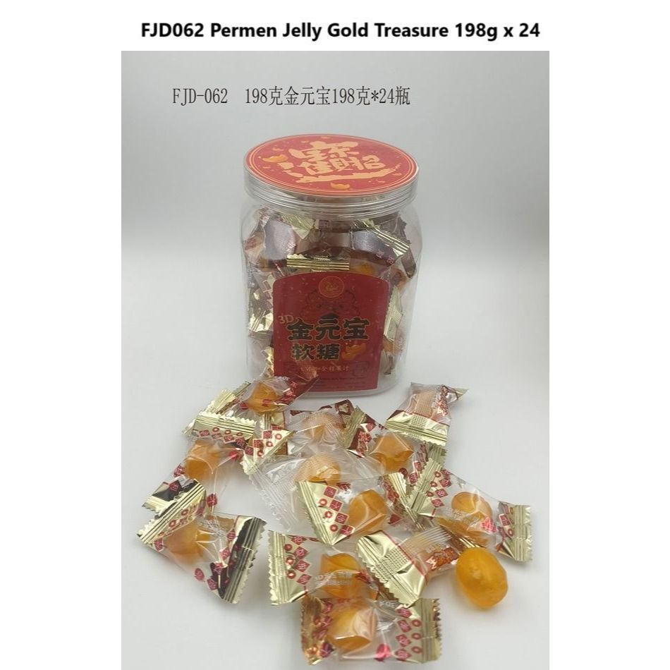 

Permen Jelly Bentuk Yenbao / Permen Jelly Gold Treasure 198gr x 24 pcs / Halal