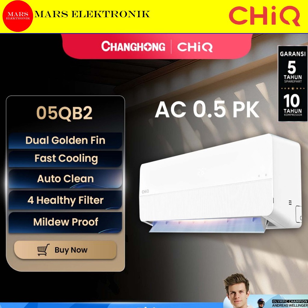 AC CHIQ BY CHANGHONG STANDARD 05QB2 - 1/2PK - STANDAR SERIES - PENDINGIN RUANGAN AC - READY