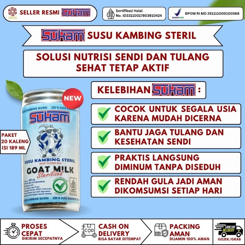 

SUKAM Susu Kambing Steril 100% - Paket 20 Kaleng