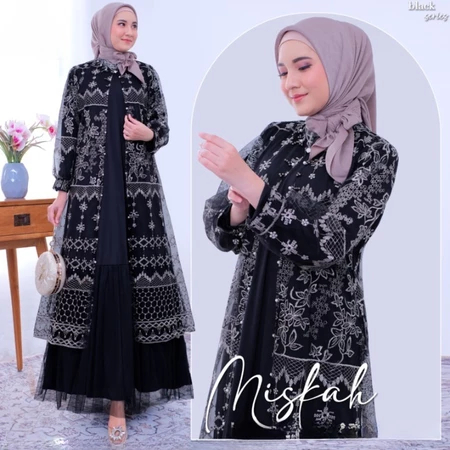 Gamis Set Outer Terpisah Miskah Set Maxy BO Bahan Kain Skirt Mix Tile Aplikasi Payet Size M L XL XXL