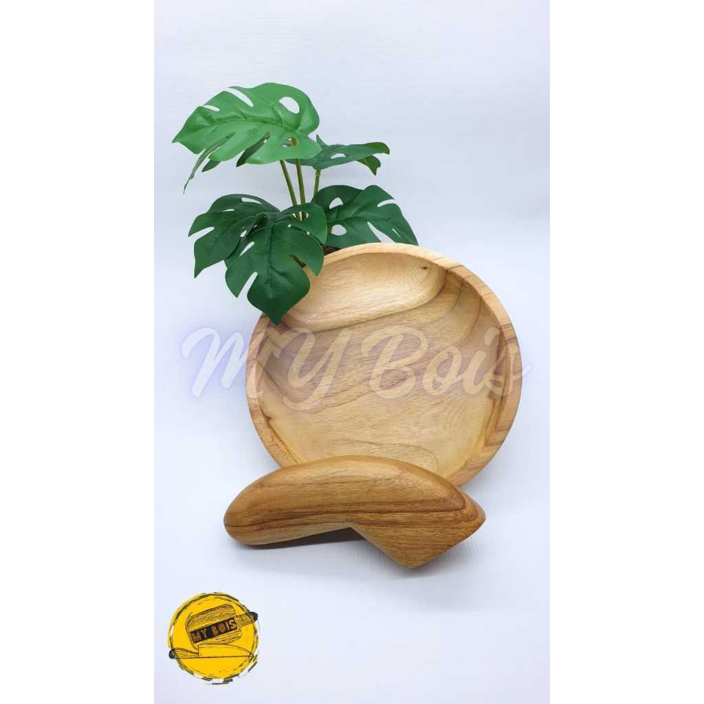 Cobek Kayu Jati - Cobek Dan Ulekan 1 Set