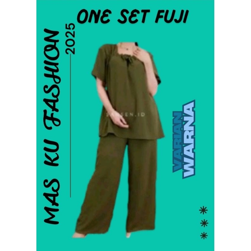 One set Fuji Crinkle Premium lengan Pendek Celana panjang
