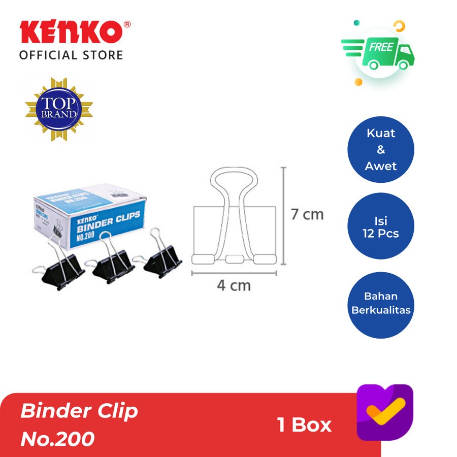 

KENKO BINDER CLIP / Klip Kertas / Penjepit Kertas No. 200