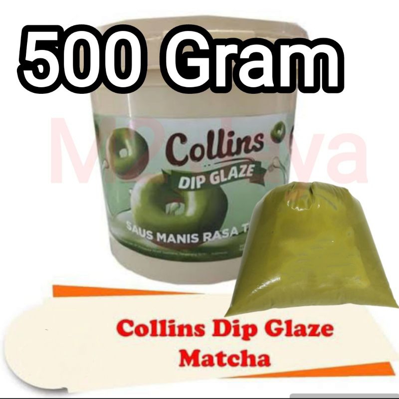 Collins Dip Glaze Matcha 500 gram selai topping donat cake kue es kulkul