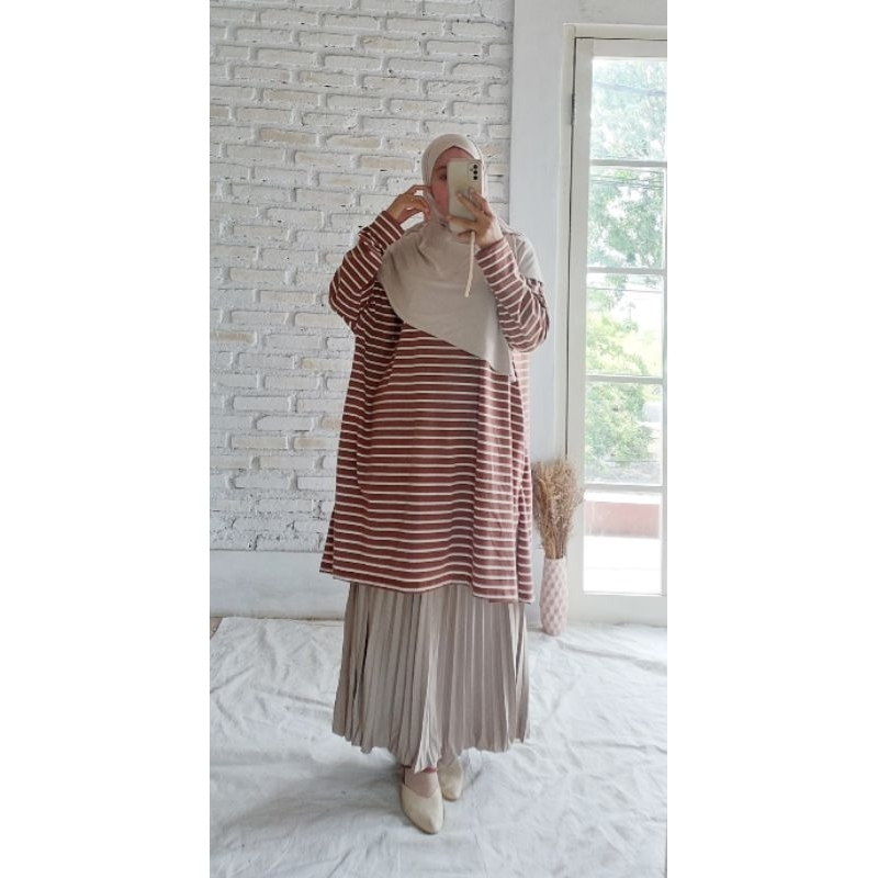 ONE SET STRIPE ⚘️TUNIK & ROK PLISKET