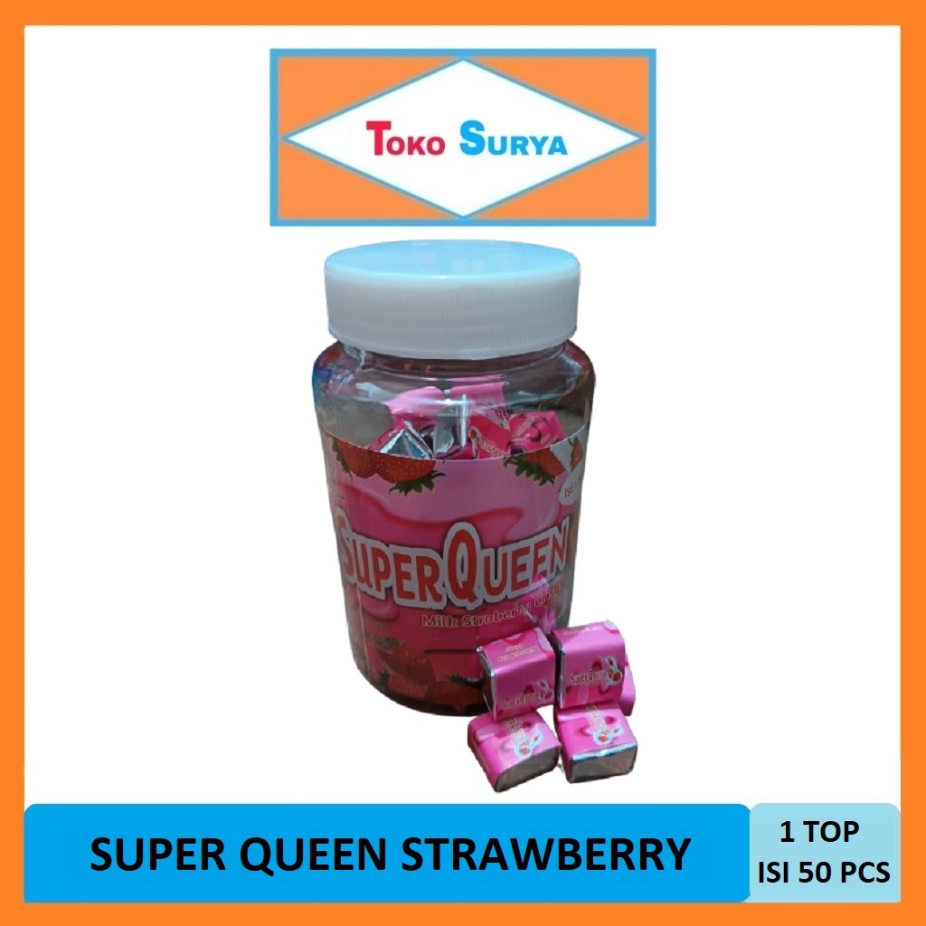 

Super Queen Strawberry Crispy Cube Cokelat Stroberi Petak 1 Toples Isi 50 Pcs