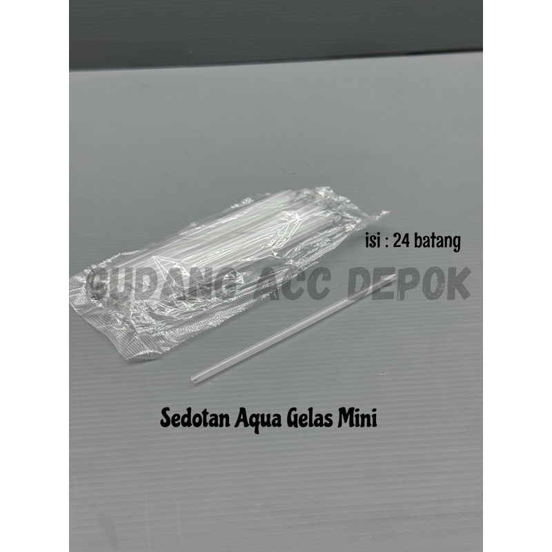 (ISI 24BATANG) SEDOTAN AQUA GELAS / SEDOTAN PLASTIK AQUA BENING RUNCING LANCIP