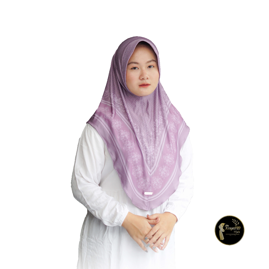 Hijab Bergo Instan Daily Jersey Motif Printing Bunga Kecil