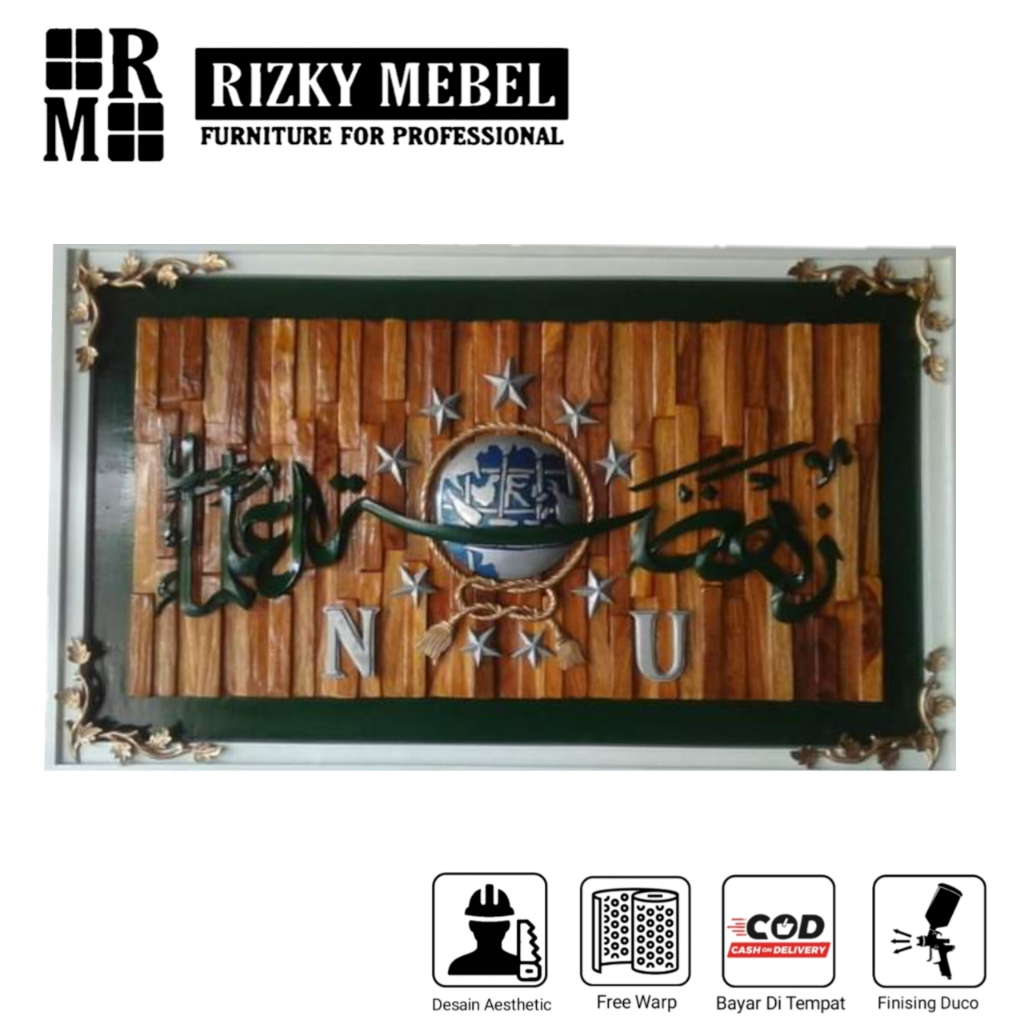 Kaligrafi Ukir Logo NU Ukuran 70x120x4 | Full Jati | Logo NU