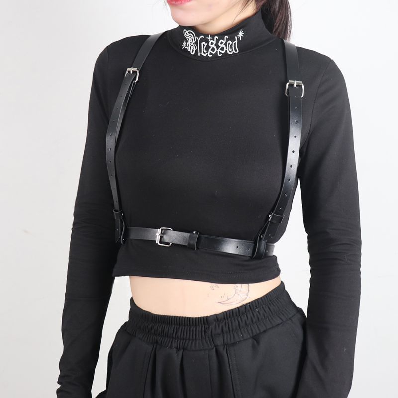 Underbust Corset Top With Strap Punk Harness Belt Chest Cage Bra Rave Suspender Women Accessories