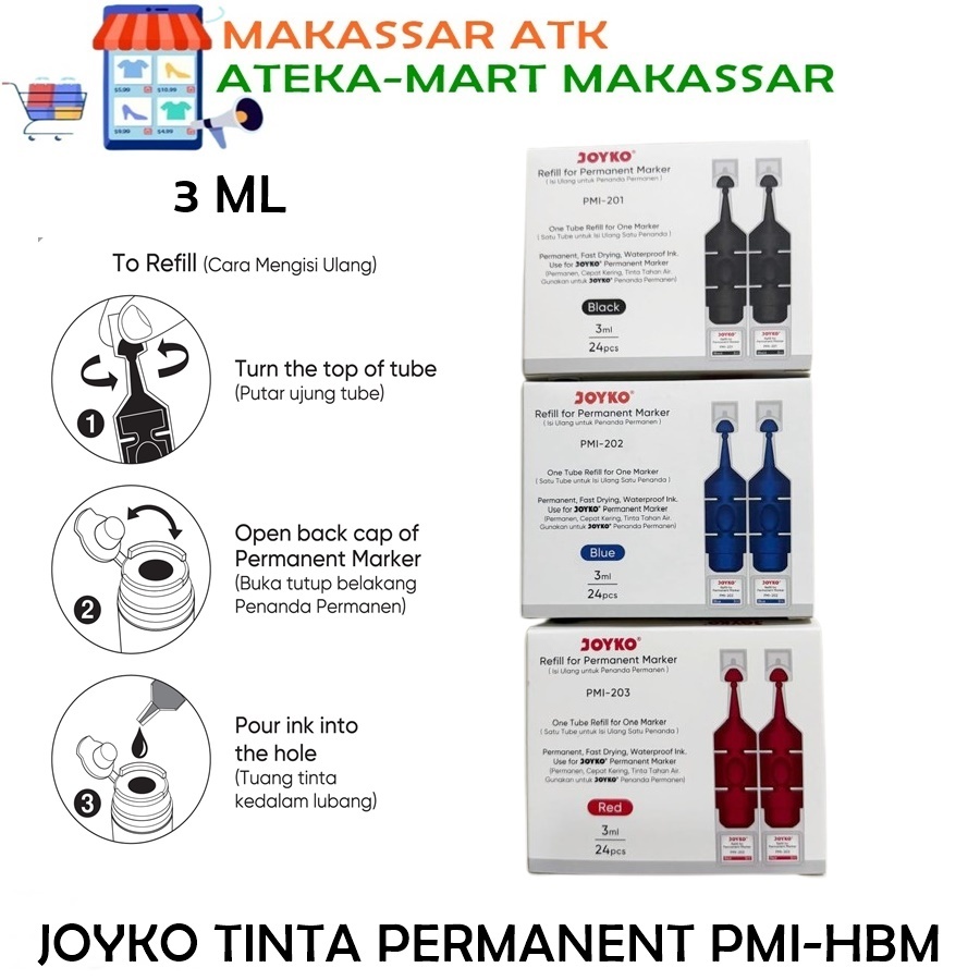 

[BOX/24TUBE] JOYKO TINTA PERMANENT SPIDOL PMI-201 PMI-202 PMI-203