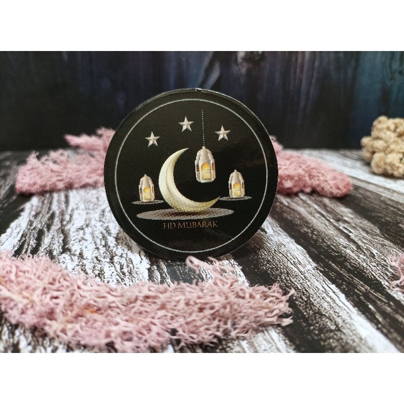 

sticket eid mubarak (hitam) 5,5cm @25pcs