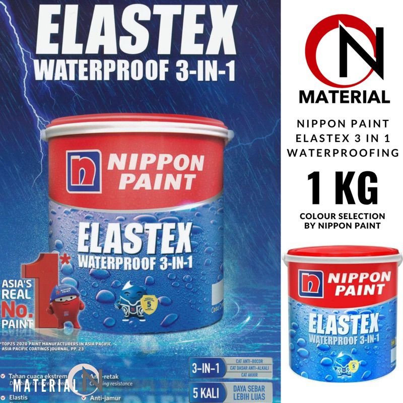 CAT TEMBOK WATERPROOFING ELASTEX 1 KG NIPPON PAINT CAT PELAPIS ANTI BOCOR