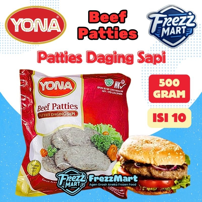 

Yona Beef Patties Burger 500gr isi 10 Slice Daging Sapi Iris isian Burger