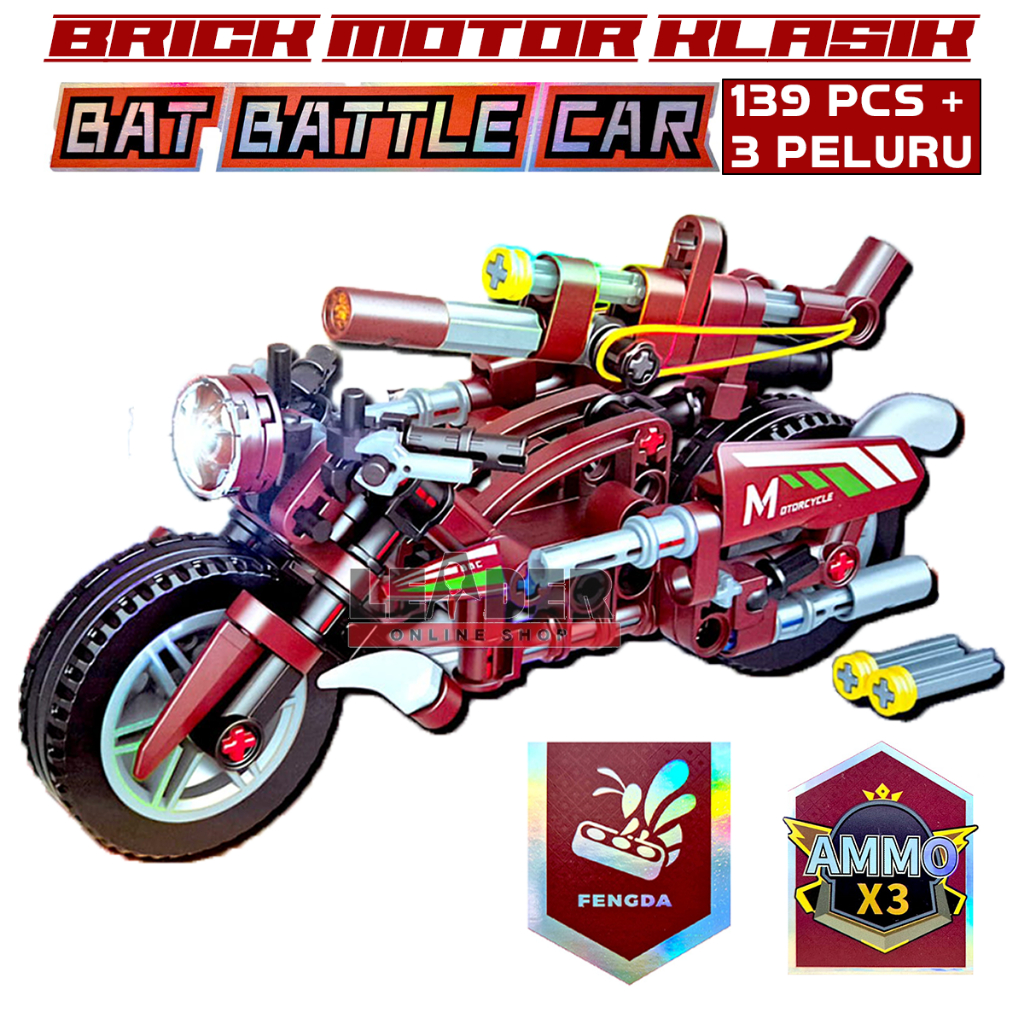 BRICK MAINAN MOTOR KLASIK CHARIOT CLASSIC OTORCYCLES WITH WEAPON 4 VARIAN BUILDING BLOCK
