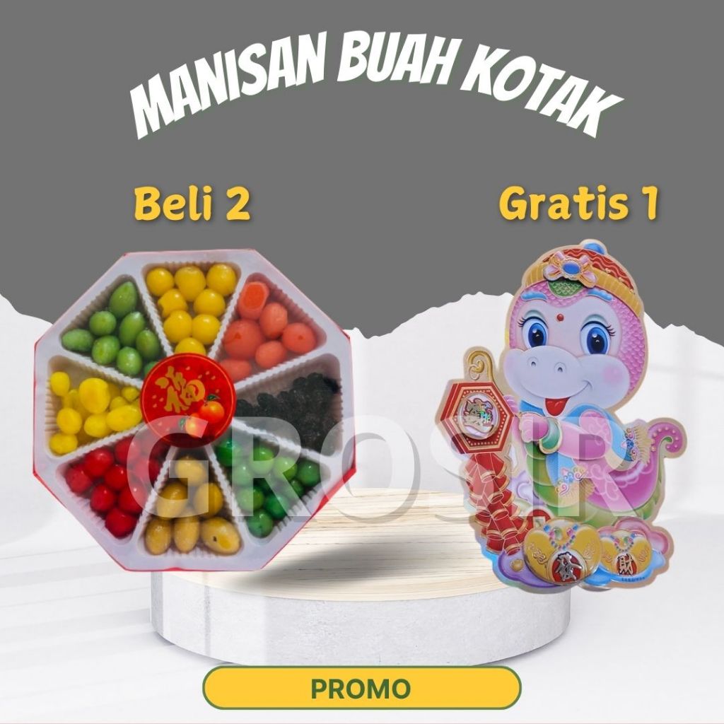 

Beli 2 Gratis 1 Stiker Ular / Manisan Aneka Buah Imlek Kotak / Manisan Imlek Chen Liang Ji / Halal