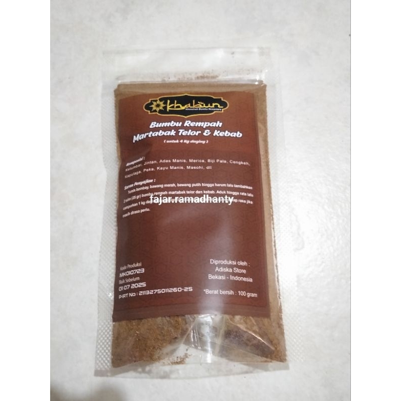 

Bumbu Rempah Martabak Telor dan Kebab Khabun 50gr-100gr