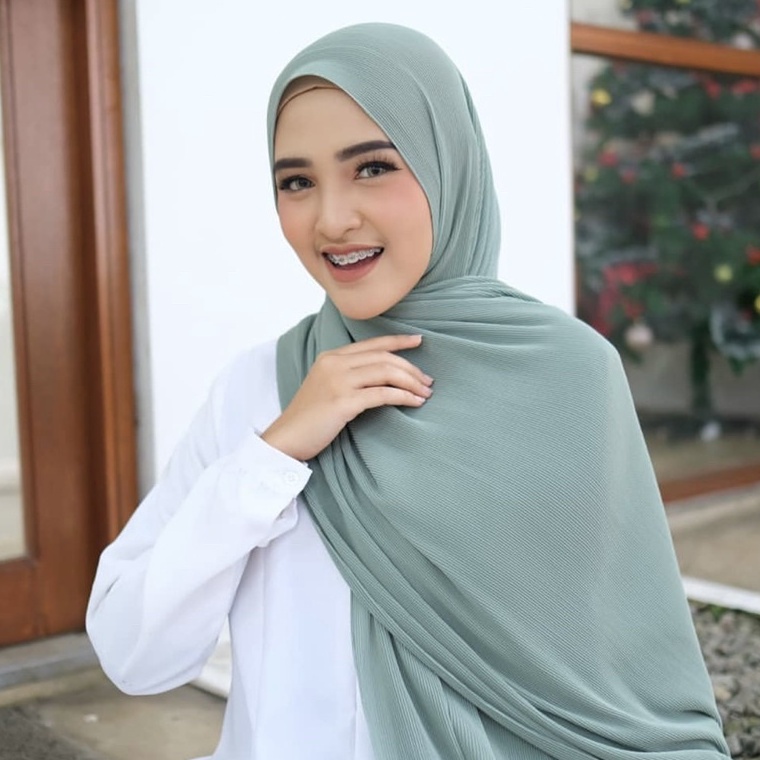 22 Murah SYARII PASHMINA PLISKET JUMBO BUTTONSCARVES non logo 2x8cm pleated super mini hijab menutup