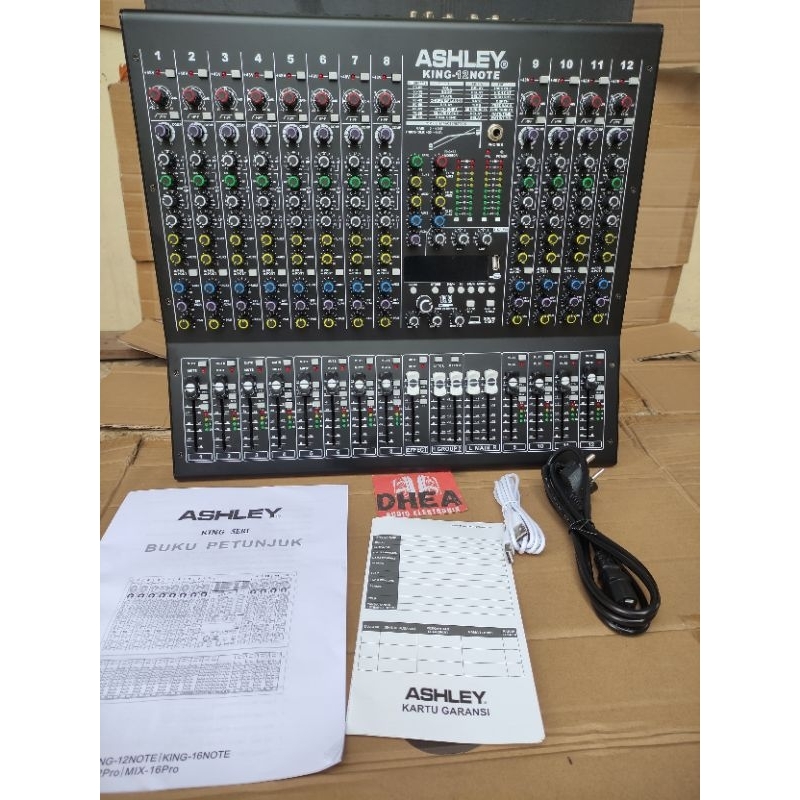 Mixer Audio Ashley King-12 Note new Original King 12 Note Ashley 12 Chanel Efek Reverb DSP 4 Aux 2 S